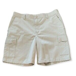 L.L. Bean Khaki Beige Flat Front Cargo Shorts Mens Classic Fit Mens Size 36